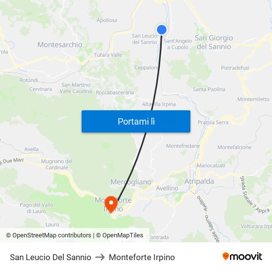 San Leucio Del Sannio to Monteforte Irpino map