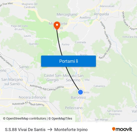 S.S.88 Vivai De Santis to Monteforte Irpino map