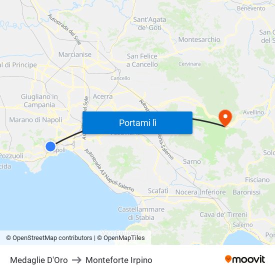 Medaglie D'Oro to Monteforte Irpino map