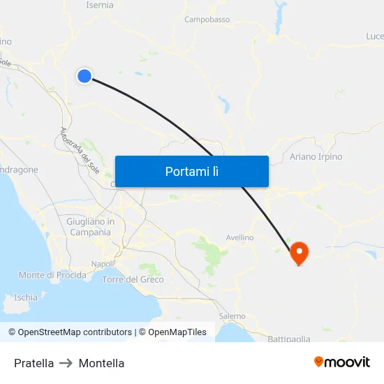 Pratella to Montella map