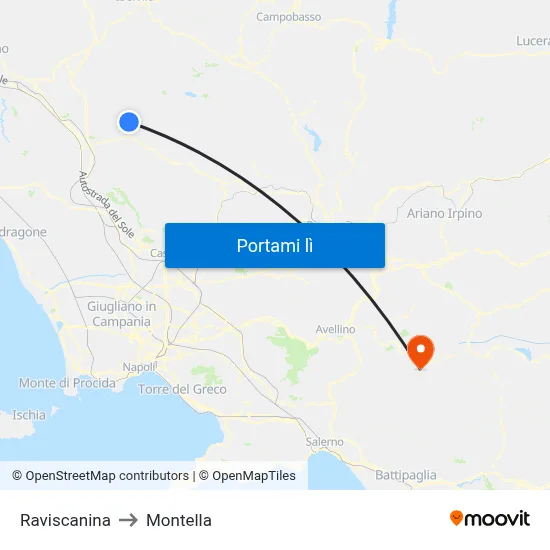 Raviscanina to Montella map