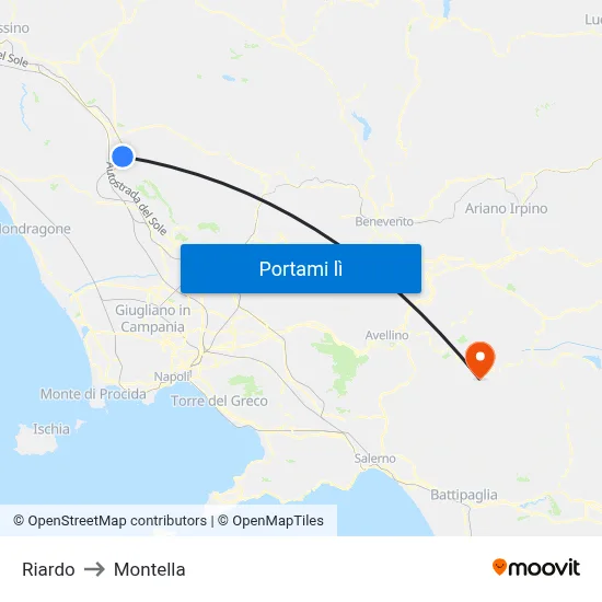 Riardo to Montella map