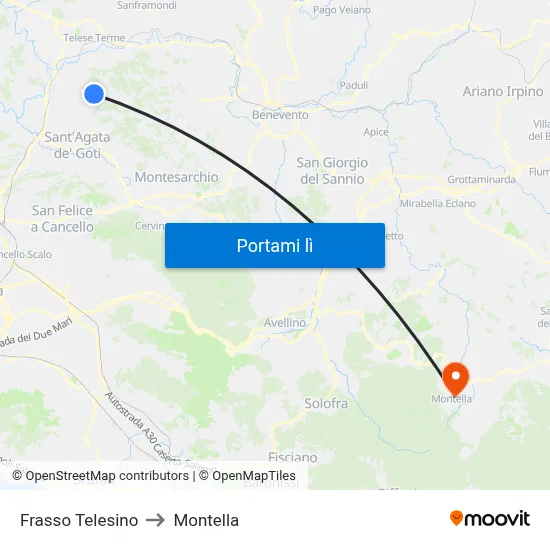 Frasso Telesino to Montella map