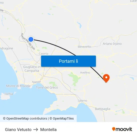 Giano Vetusto to Montella map