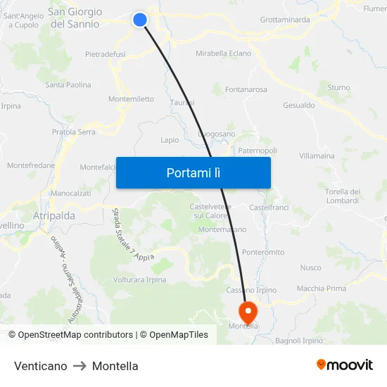 Venticano to Montella map