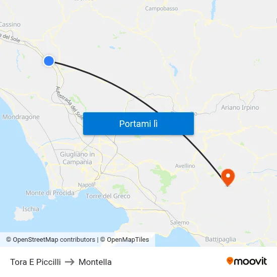 Tora E Piccilli to Montella map