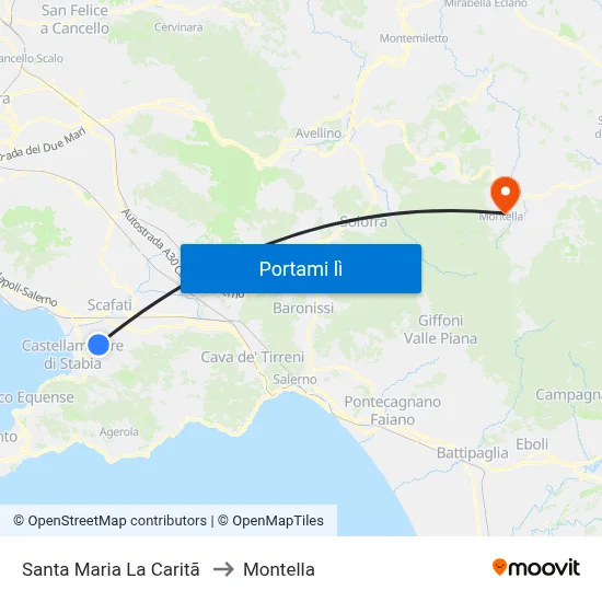 Santa Maria La Caritã to Montella map