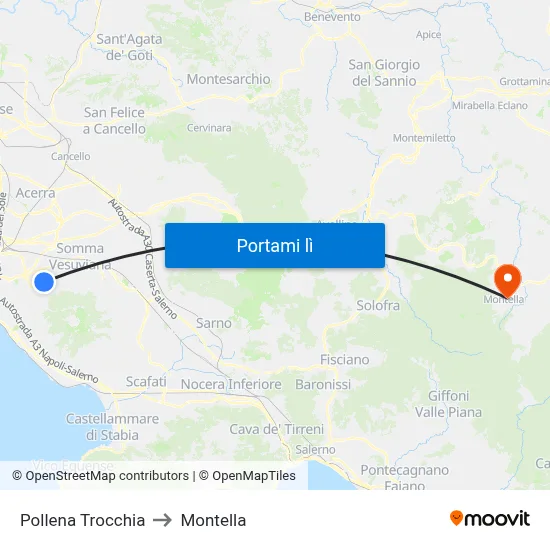 Pollena Trocchia to Montella map