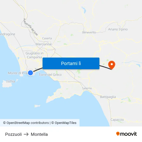 Pozzuoli to Montella map