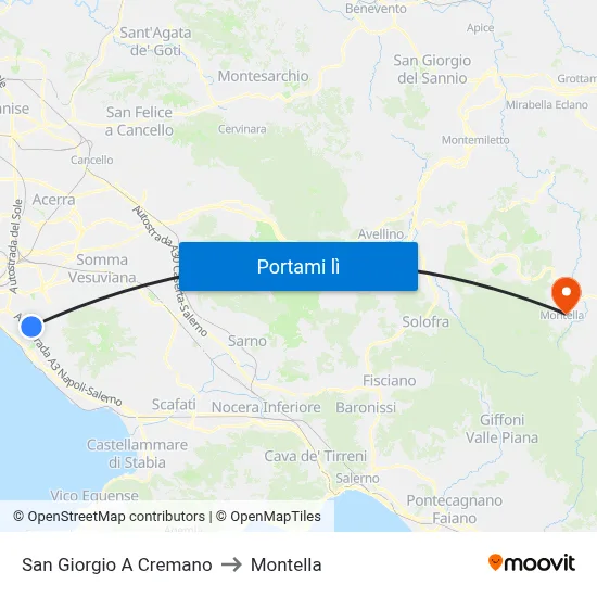 San Giorgio A Cremano to Montella map