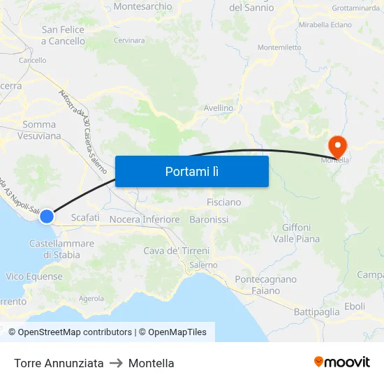 Torre Annunziata to Montella map