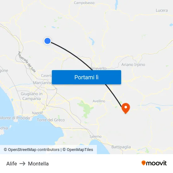 Alife to Montella map
