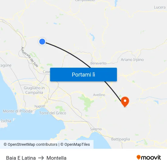 Baia E Latina to Montella map