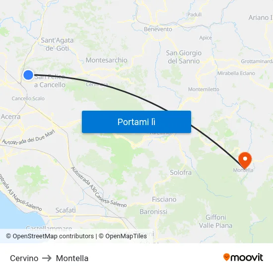 Cervino to Montella map