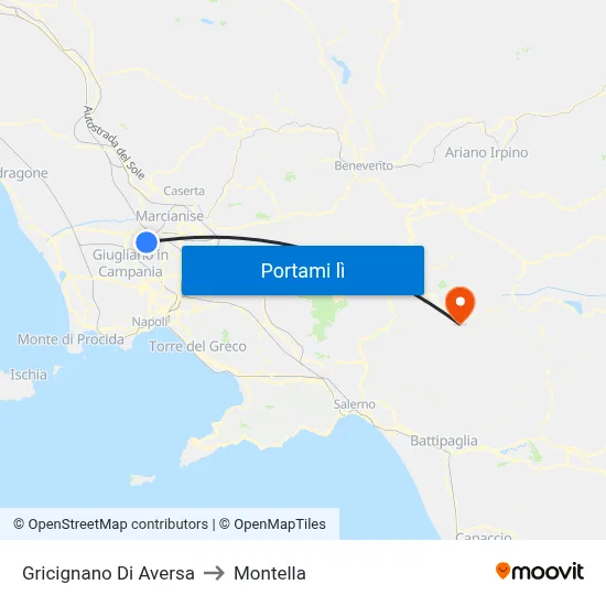 Gricignano Di Aversa to Montella map