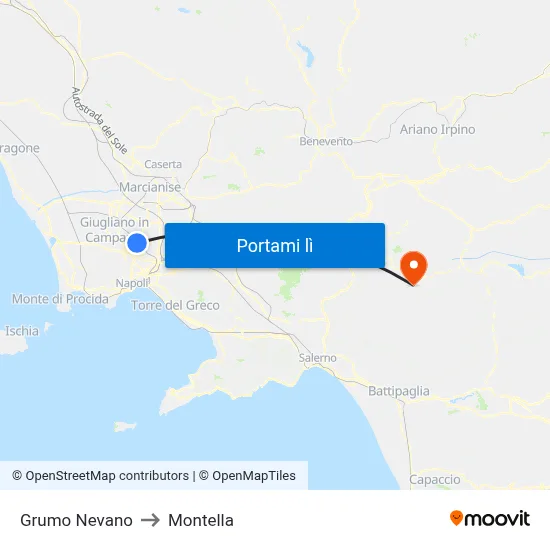 Grumo Nevano to Montella map