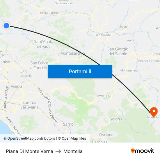Piana Di Monte Verna to Montella map