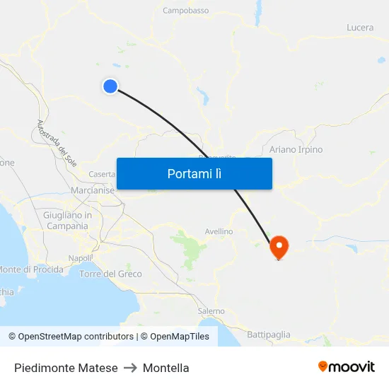 Piedimonte Matese to Montella map