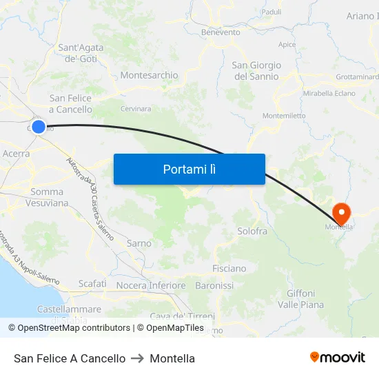 San Felice A Cancello to Montella map