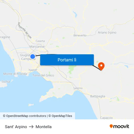 Sant' Arpino to Montella map