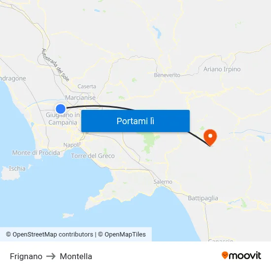 Frignano to Montella map