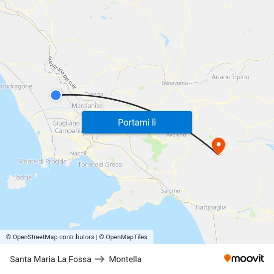 Santa Maria La Fossa to Montella map