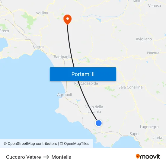 Cuccaro Vetere to Montella map