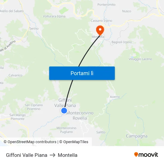 Giffoni Valle Piana to Montella map