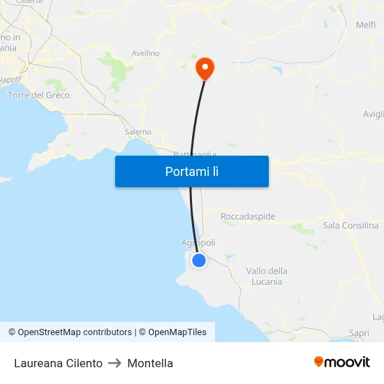 Laureana Cilento to Montella map
