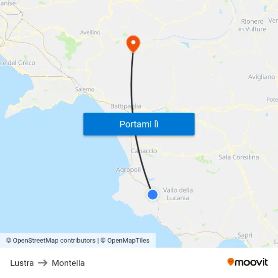 Lustra to Montella map