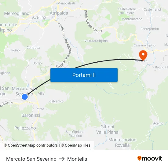 Mercato San Severino to Montella map