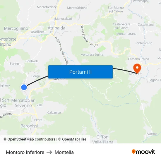 Montoro Inferiore to Montella map