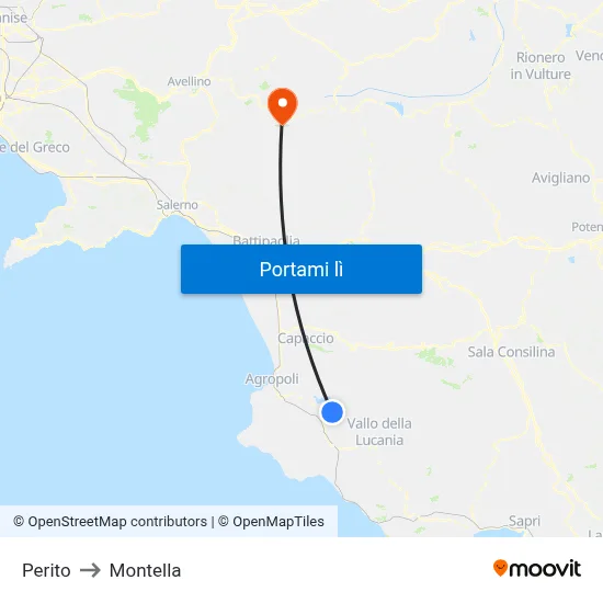 Perito to Montella map