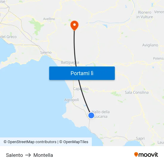 Salento to Montella map