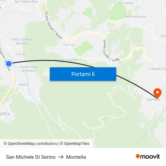 San Michele Di Serino to Montella map