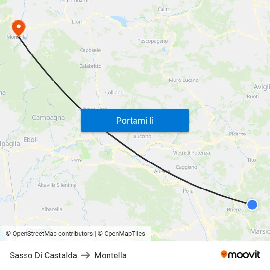 Sasso Di Castalda to Montella map