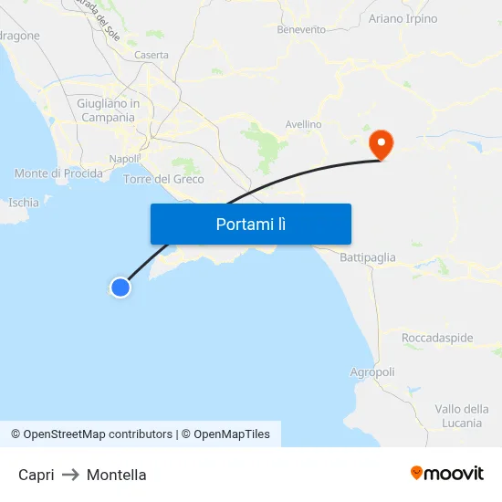 Capri to Montella map