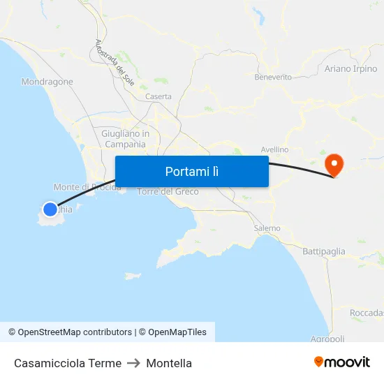 Casamicciola Terme to Montella map