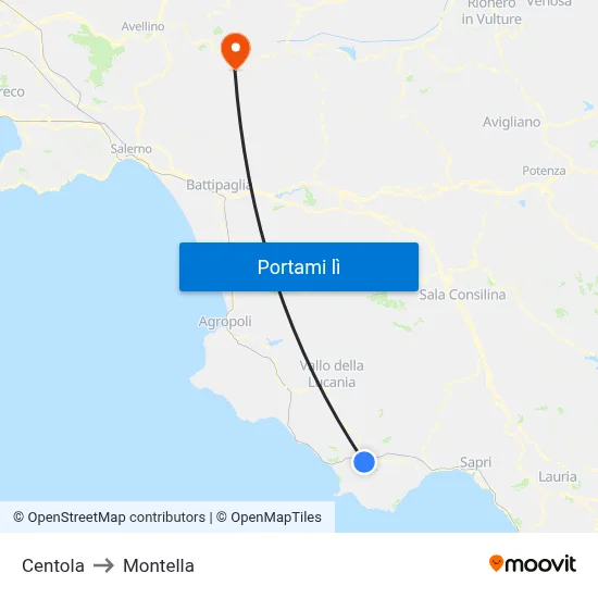 Centola to Montella map