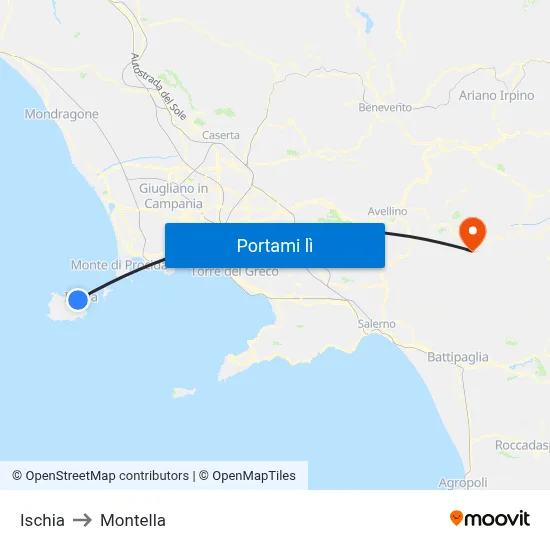 Ischia to Montella map