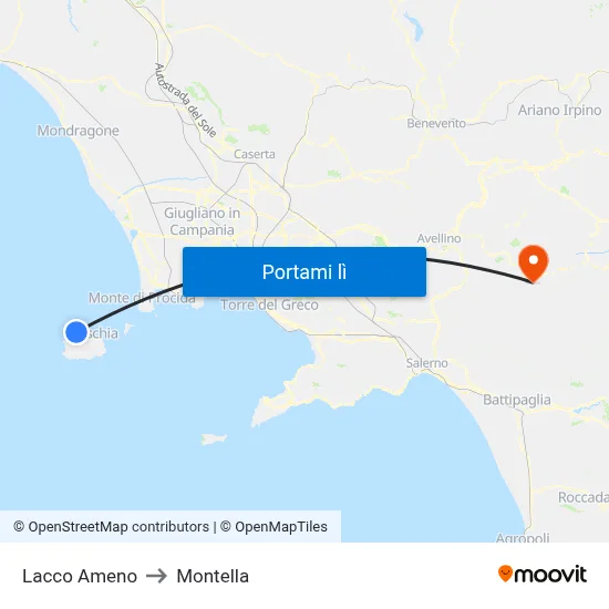 Lacco Ameno to Montella map