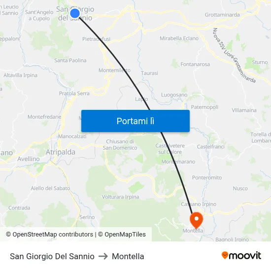 San Giorgio Del Sannio to Montella map
