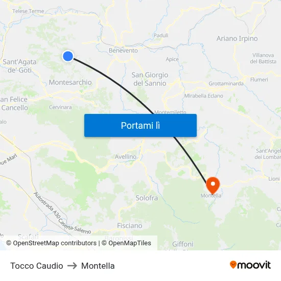 Tocco Caudio to Montella map