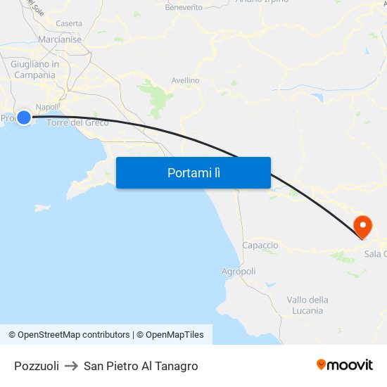 Pozzuoli to San Pietro Al Tanagro map