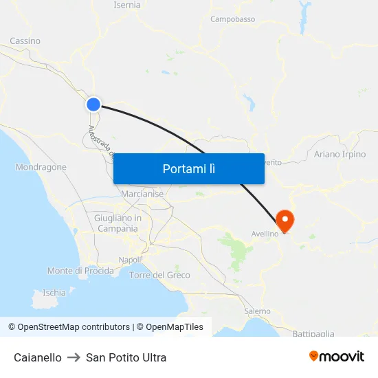Caianello to San Potito Ultra map