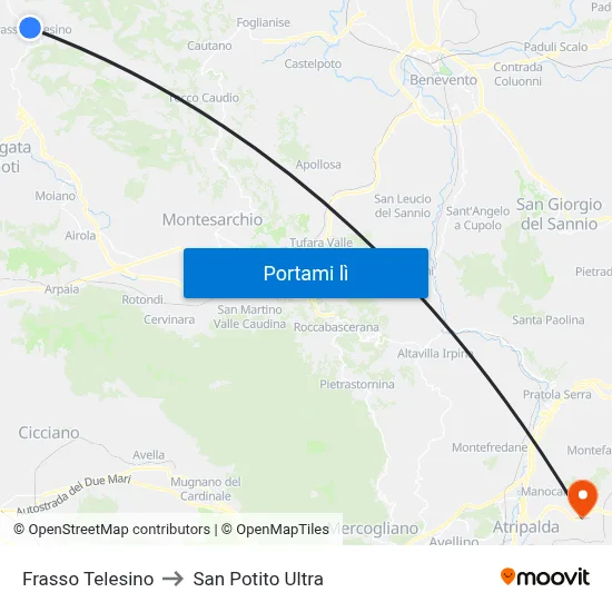 Frasso Telesino to San Potito Ultra map