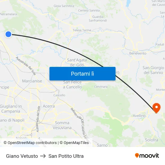 Giano Vetusto to San Potito Ultra map