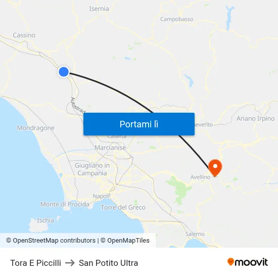 Tora E Piccilli to San Potito Ultra map