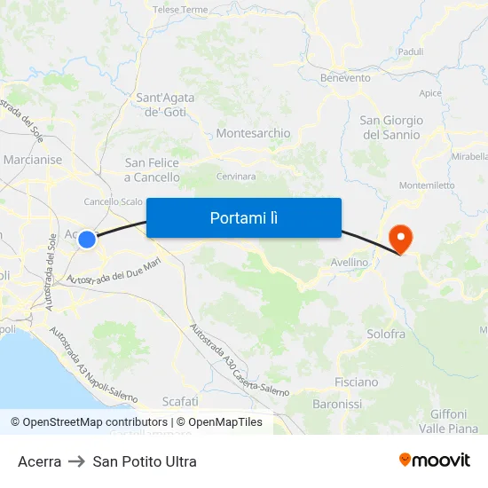 Acerra to San Potito Ultra map