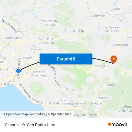 Casoria to San Potito Ultra map